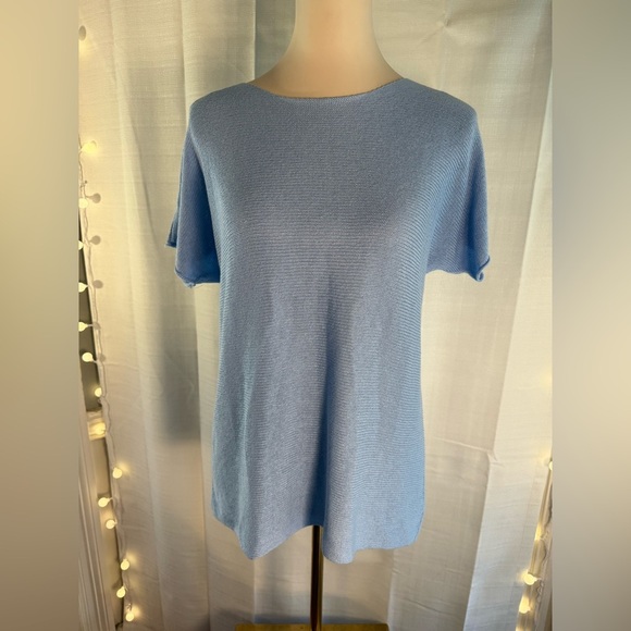 Bianco & Blu Blue Relaxed Short Sleeve Blouse - Picture 1 of 5